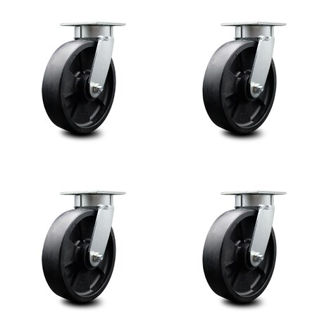 Service Caster 8 Inch Kingpinless Glass Filled Nylon Wheel Swivel Top Plate Caster SCC, 4PK SCC-KP30S820-GFNR-4